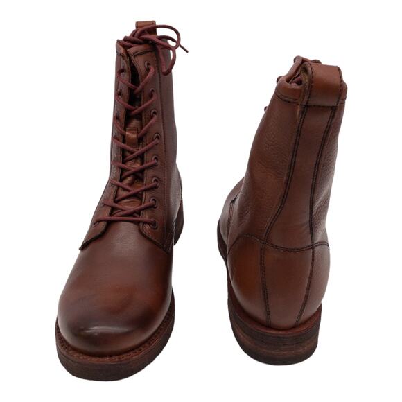 Frye Veronica Combat Boots  Leather Lace Up Heeled Red Clay Women's  8.5 - Picture 7 of 13
